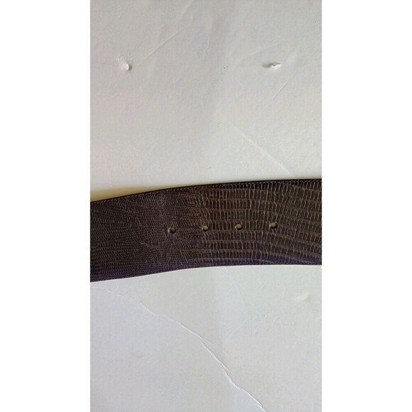 Donna Karan Leather Wide Belt MADE in ITALY Genuine Leather Deep Purple Vtg New - Picture 8 of 10